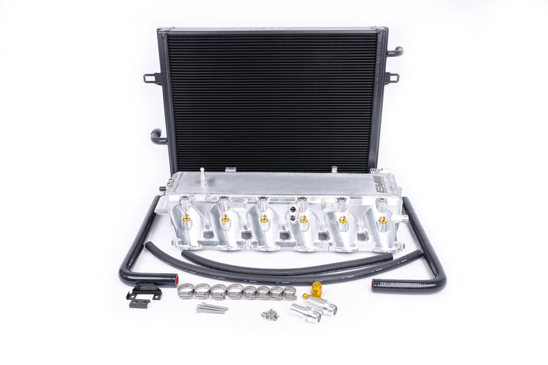 Load image into Gallery viewer, EM BMW B58 F-Series GEN 1 CHARGE AIR COOLER MANIFOLD WITH CHARGE COOLER WATER RADIATOR ‘BLACK'