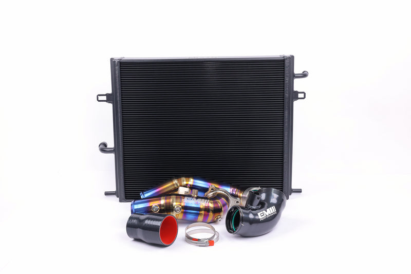 Load image into Gallery viewer, EM BMW B58 F-Series GEN 1 CHARGE AIR COOLER MANIFOLD WITH CHARGE COOLER WATER RADIATOR ‘BLACK'
