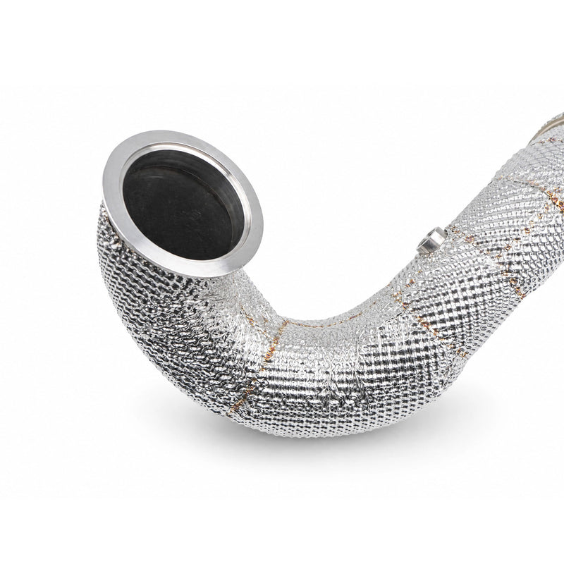 Load image into Gallery viewer, EM 3.5” Exhaust Downpipe for 1.8/2.0T MQB vehicles (High Flow CAT Optional)