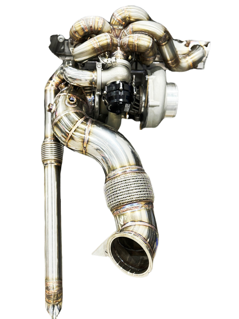 Load image into Gallery viewer, EM™ 2025 New Vesion T4 V-BAND Manifold With 4&#39;&#39; Downpipe  Midpipe And 1.7&#39;&#39; Screamer Pipe For RS3/TTRS
