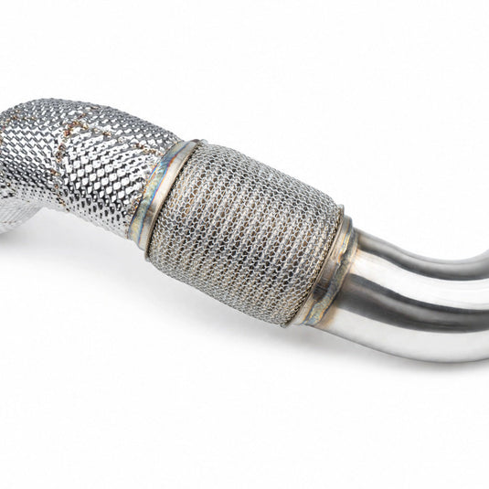 EM 3.5” Exhaust Downpipe for 1.8/2.0T MQB vehicles (High Flow CAT Optional)