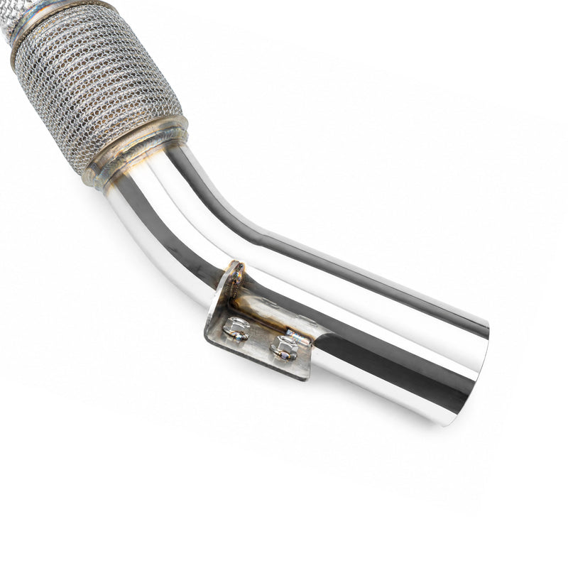 Load image into Gallery viewer, EM 3.5” Exhaust Downpipe for 1.8/2.0T MQB vehicles (High Flow CAT Optional)
