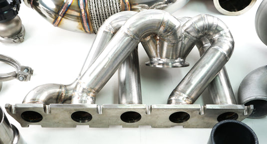 EM™ 2025 New Vesion T4 V-BAND Manifold With 4'' Downpipe And Midpipe For EA855 RS3/TTRS