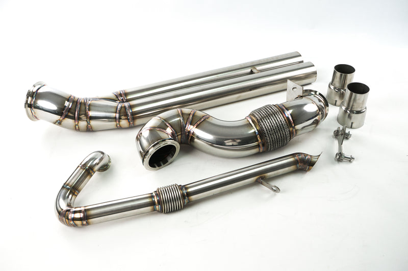 Load image into Gallery viewer, EM™ 2025 New Vesion T4 V-BAND Manifold With 4&#39;&#39; Downpipe And Midpipe For EA855 RS3/TTRS
