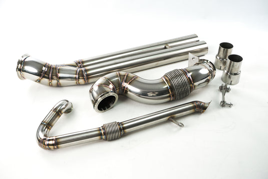 EM™ 2025 New Vesion T4 V-BAND Manifold With 4'' Downpipe And Midpipe For EA855 RS3/TTRS