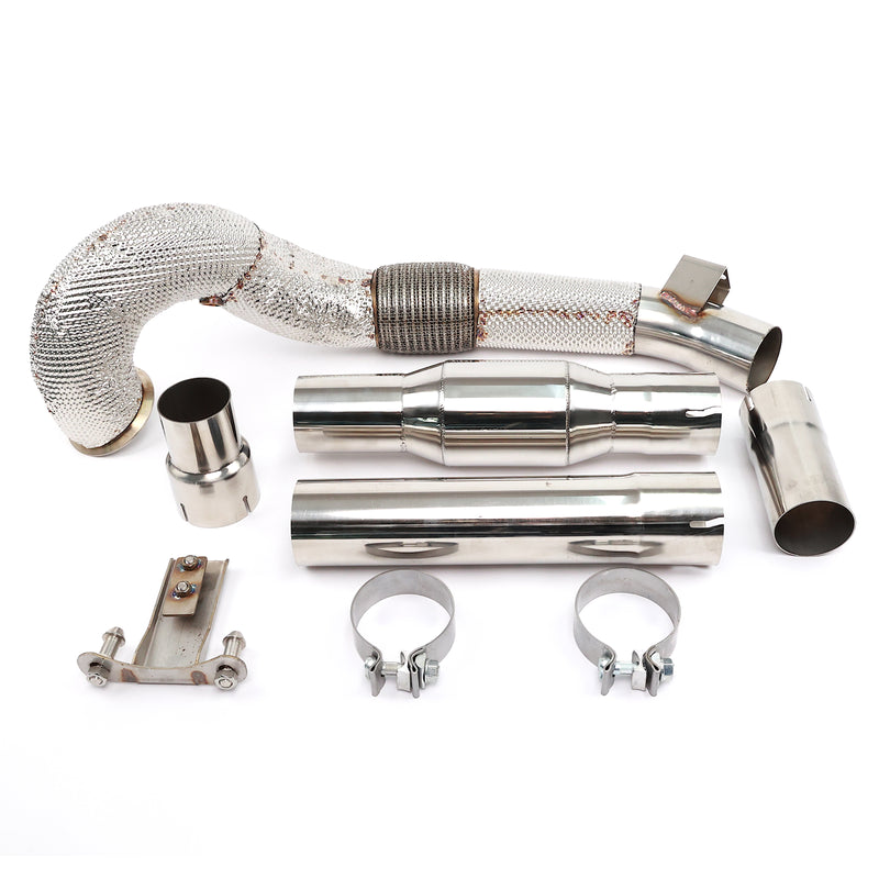 Load image into Gallery viewer, EM 3.5” Exhaust Downpipe for 1.8/2.0T MQB vehicles (High Flow CAT Optional)
