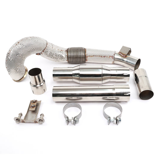 EM 3.5” Exhaust Downpipe for 1.8/2.0T MQB vehicles (High Flow CAT Optional)