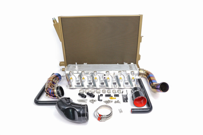 EM B58Tu G-Series CHARGE AIR COOLER MANIFOLD WITH CHARGE COOLER WATER RADIATOR‘Golden'